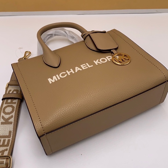 Michael Kors Mirella Small Pebbled Leather Crossbody Top Zip XBODY Bag Camel NWT - Picture 15 of 16